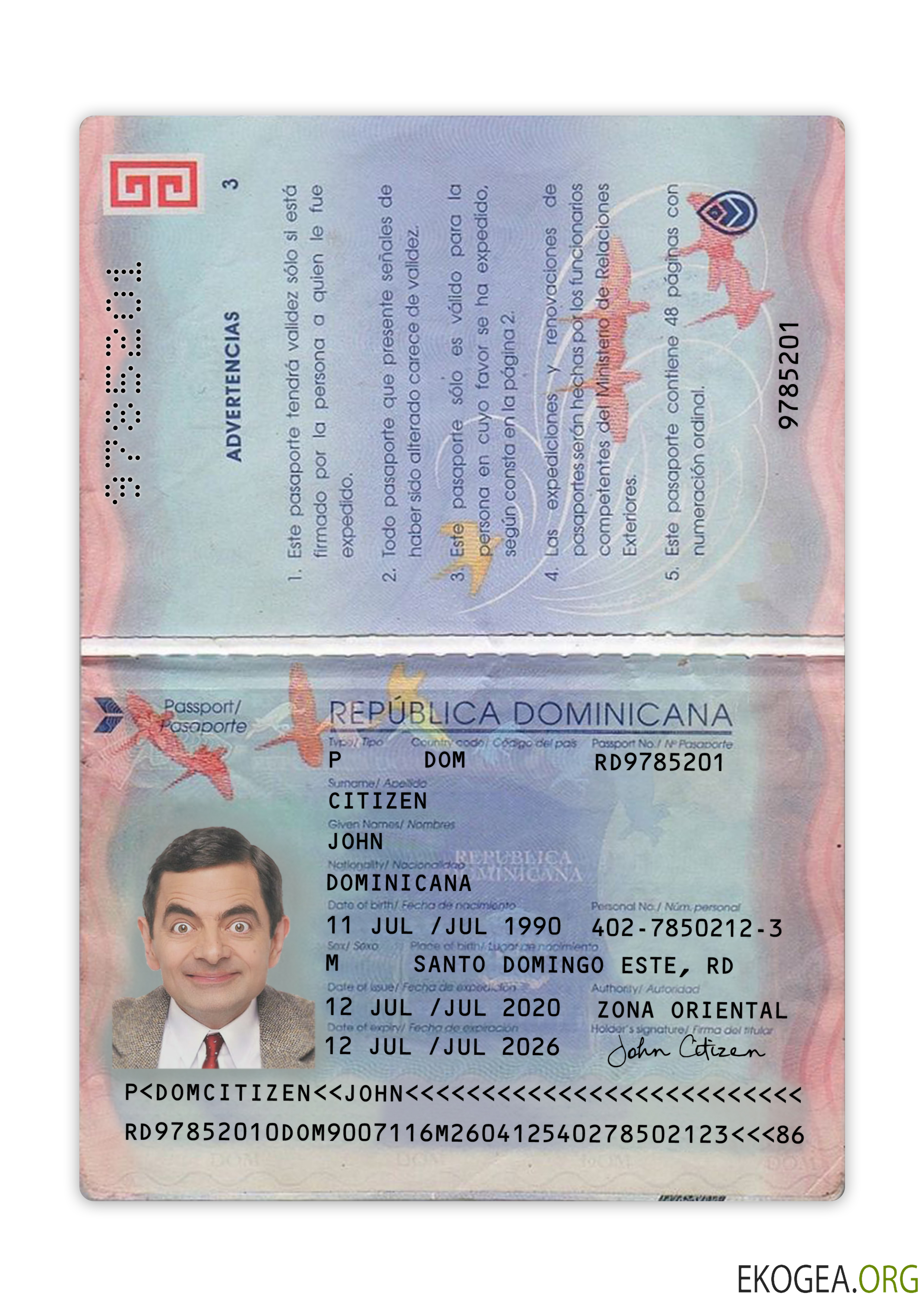 Passeport de la République Dominicaine 2020 présent